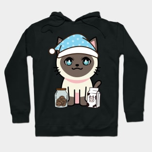 Cute siamese cat is having a midnight snack Hoodie